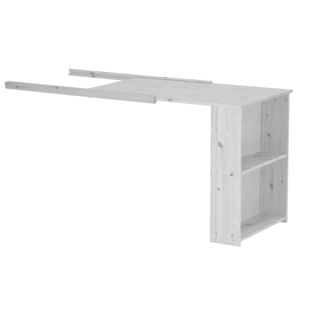Flexa Basic - Kihúzható íróasztal félmagas galériaágyhoz, Fehérre Pácolt