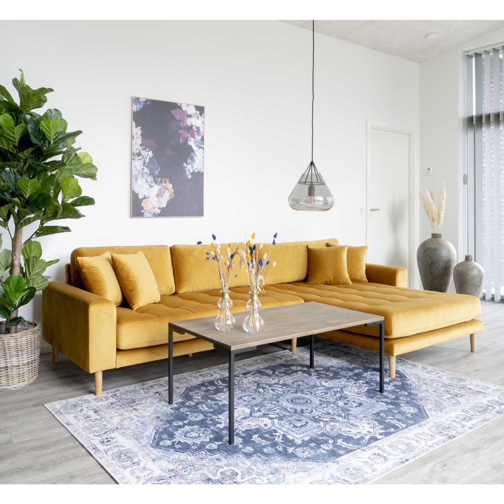 House Nordic - Lido Lounge jobboldali sarokkanapé, mustársárga bársony